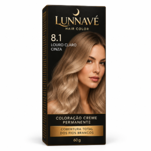 Coloração Creme Permanente 8.1 — Louro Claro Cinza Lunnavé